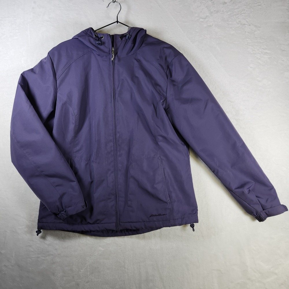 Eddie Bauer Women's L Purple Full Zip Hooded Windbreaker Jacket Lightweight‎